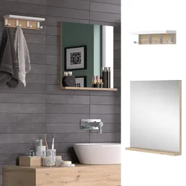 Vicco Badezimmerspiegel Henri, Weiß Artisan, moderne Badmöbelserie, mit Regal