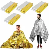 NHQZ 4 Stück Rettungsdecke, Rettungsdecken, Notfalldecke, Erste Hilfe Decken Wärmedecken Wärmedecke für Outdoor Wandern Überleben Skifahren 160 x 210cm