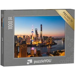 puzzleYOU Puzzle Puzzle 1000 Teile XXL „Hell erleuchtetes Shanghai bei Nacht“, 1000 Puzzleteile, puzzleYOU-Kollektionen Shanghai Tower, Aus aller Welt
