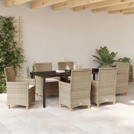 vidaXL Garten Essgruppe 7-tlg. Beige