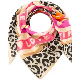 Zwillingsherz Dreieckstuch ZWILLINGSHERZ "Love Leo", Damen, beige, Obermaterial: 100% Polyester, Modetücher, kombiniert Leopardenmuster mit LOVE-Schriftzug, farbenfroh