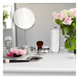 Relaxdays Wattepads Aufbewahrung 2er Set, Acryl, rund, Wattepadspender mit Deckel, Bad & Schminktisch, HxD: 20x7cm, klar