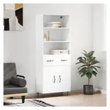 furnicato Highboard Weißes aus Holzwerkstoff und Metall 69,5 x 34 x 180 cm (1 St), Stabiler Schrank mit viel Stauraum und Wandhalterung für Wohnzimmer weiß 34 cm x 180 cm x 69.5 cm