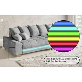 Mr. Couch Big-Sofa »Nikita II« RGB-LED, Bluetooth-Soundsystem, wahlweise mit Kaltschaum schwarz