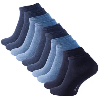 STARK SOUL 10 Paar Essentials Sneaker Socken, Baumwolle, Blautöne, Gr. 47-50 - 47-50