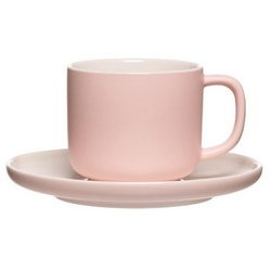 Ritzenhoff & Breker Tasse Jasper Kaffeetasse mit Untertasse 240 ml, Keramik rosa