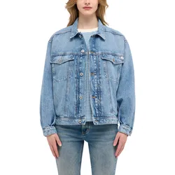 Outdoorjacke MUSTANG "Damen Style Arcata Boyfriend Jacket", Damen, Gr. L, blau (hellblau), Denim/Jeans, 100% Baumwolle, loose fit, Jacken