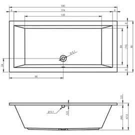 Riho Lusso Rechteckbadewanne 90 x 190 cm (BA99)