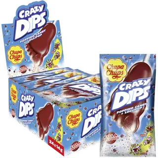 Chupa-Chups Chupa Chups Crazy Dips Cola, enthält 24 Stück, erfrischend-süßer Cola-Geschmack, geeignet für Geburtstag, Halloween, Weihnachten, 24 x 14g