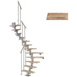 DOLLE Mittelholmtreppe »Dublin«, buchenholz, 14 Stufen, bis 337cm Raumhöhe - grau