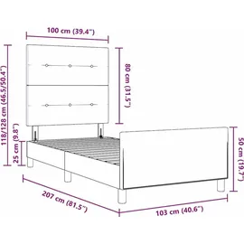 vidaXL Boxspringbett 100 x 200 cm Dunkelgrau