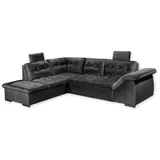 Stella Trading Estrella Ecksofa 283 x 217 cm, mit Schlaffunktion und Bettkasten Schwarz, - Schwarz