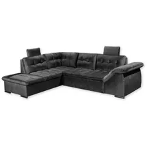 Stella Trading Estrella Ecksofa 283 x 217 cm, mit Schlaffunktion und Bettkasten Schwarz, - Schwarz