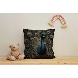 queence Dekokissen »Pfau im voller Pracht«, Kissenhülle mit HD Premium Druck, geruchsneutral, 40x40cm queence Bunt + bedruckt B/L: 40 cm x 40 cm