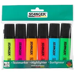 STANGER Textmarker farbsortiert, 6 St.