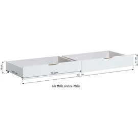 Hoppekids Bettschubkasten HOPPEKIDS "ECO Comfort", blau, B:153cm H:19cm T:60cm, MDF, Massivholz, Schubladen, Bettschubkasten, auf Rollen in verschiedenen Farben erhältlich 2 St.