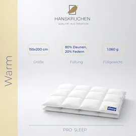 HANSKRUCHEN GmbH HANSKRUCHEN® Daunendecke 155x200 cm Warm waschbar Allergiker Decke Daunen atmungsaktiv Winterbettdecke weiß - Weiß