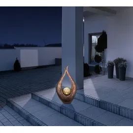 GLOBO Solarlampe Gartendeko Skulptur LED Mondsichel Solarleuchte Garten, Glaskugel Crackle, 2er Set