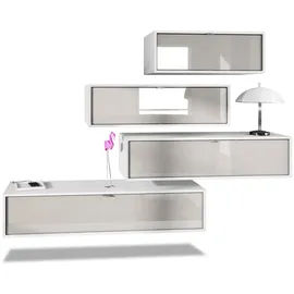 Vladon Wohnwand, Sand, Holzwerkstoff, 210x170x37 cm, Wohnzimmer, Wohnwände, Wohnwand-Sets