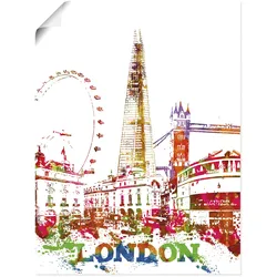 Wandbild ARTLAND "London Grafik", bunt (farbe bild(er): bunt), B:30cm H:40cm, Bilder, als Alubild, Leinwandbild, Wandaufkleber oder Poster in versch. Größen