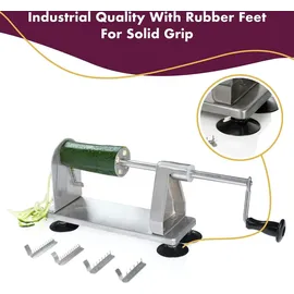 Homarden Gemüseschneider mit 5 Klingen aus Edelstahl – Gemüseschneider in Industriequalität für frische Zucchini und frische Zwiebeln – Sal... - Silber