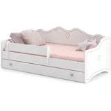 Kids Collective Kinderbett 80x160 cm, Kinder- Sofa Couch Bett umbaubar rosa weiß Pink, Holzwerkstoff, - Pink/Rosa,Weiß