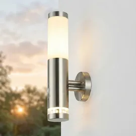Easylight Außenwandleuchte Edelstahl 34,0 cm inkl. Bewegungsmelder E27 IP44 silber/weiß
