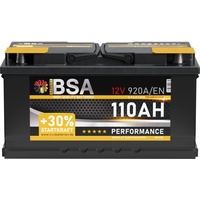 BSA Autobatterie 110Ah 12V 920A/EN ersetzt Batterie 100Ah 90Ah 105Ah 95Ah +30% Startleistung, lead acid