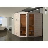 Weka Premium Massivholzsauna Cubilis 2 mit Glastür+Fenster ohne Montageservice - 45 mm inkl. gratis Sauna-Set im Wert von 240,40 € (10-teilig)