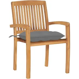 vidaXL Stapelbare Gartenstühle mit Kissen 59,9 x 96,1 x 27,8 cm grau 4 St.
