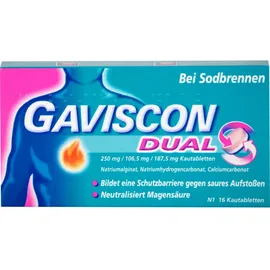Reckitt Benckiser Deutschland GmbH GAVISCON Dual 250mg/106,5mg/187,5mg Kautabletten 16 St