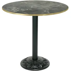 Restootab Tisch Bistrot-Stil Ø70cm - Modell Metal Stein mit messingfarbenen Kanten