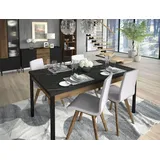 Design Esstisch Tisch DE-2 Marmor Schwarz - Nussbaum ausziehbar 200 bis 240 cm - Naturbelassen