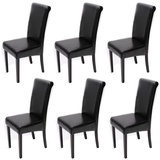 MCW 6er-Set Esszimmerstuhl Stuhl Küchenstuhl Lecce II, Leder ~ schwarz, dunkle Beine