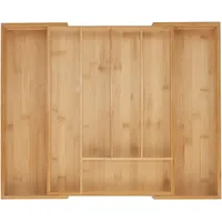 Relaxdays Besteckkasten, 5–7 Fächer, ausziehbarer Besteck Schubladeneinsatz, HxBxT: 5