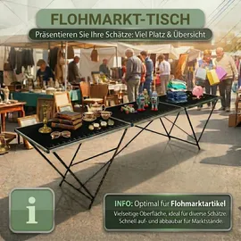 Trutzholm Tapeziertisch Alu Flohmarkttisch 300x60 cm Klapptisch klappbar mit Messskala
