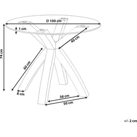Beliani Esstisch Yapp Hellbraun 100 cm 100 cm Sicherheitsglas