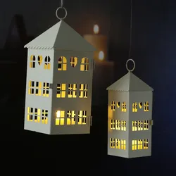 Laternen in Hausform mit Herz - 2er Set Metallhäuser - Lichthäuser - H: 30cm/23c...