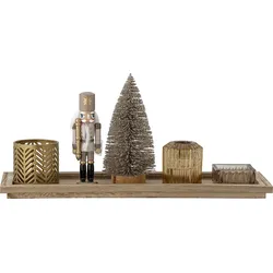 Sanga Kerzenständer mit Tablett und Deko-Figuren 6 El.