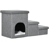 PawHut Hundetreppe 3 Stufige mit Höhle Stauraum Kissen