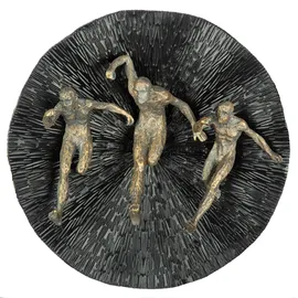 Gilde Wandobjekt Runners aus Kunstharz, matt schwarz, metallische Optik, 13x39x39 cm