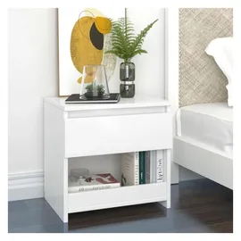 vidaXL Nachtschrank Hochglanz-Weiß 40 x 30 x 39 cm Weiß