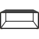 vidaXL Couchtisch Schwarz mit Schwarzem Glas 80x80x35 cm