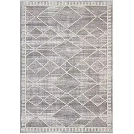 Carpet City Teppich Kurzflor Wohnzimmer - Grau - 160x230 cm Rechteckig - Raute-Muster, Meliert - 3D-Effekt - Moderne Teppiche Flachflor Schlafzimmer, Esszimmer