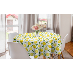 Abakuhaus Tischdecke Kreis Tischdecke Abdeckung für Esszimmer Küche Dekoration, Zitrone Frucht-Kunst-Zitronen und Blätter