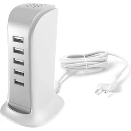 DUDAO Ladegerät 5x USB mit integriertem Netzkabel weiß (A5EU)