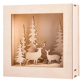 Rayher Holzbausatz 3D-Motivrahmen Winterland beige