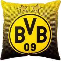 BVB Borussia Dortmund Borussia Dortmund, Polyester , BVB-Kissen mit Emblem, Schwarz / Gelb, 40x40cm, 1 Stück (1er Pack)