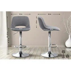 CLP Barhocker Camden Samt dunkelgrau/Metall in Chromoptik
