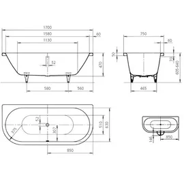 Kaldewei Centro Duo 2 Eckbadewanne 170 x 75 cm (283100010701)